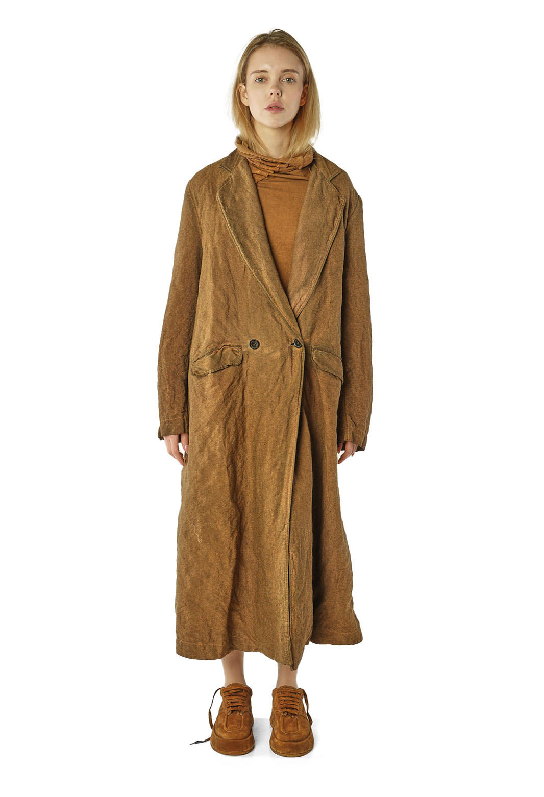 PRE-ORDER - Double Breasted Long Coat in Terracotta Cloud (Pictured in Dakar Cloud) - 2711208
