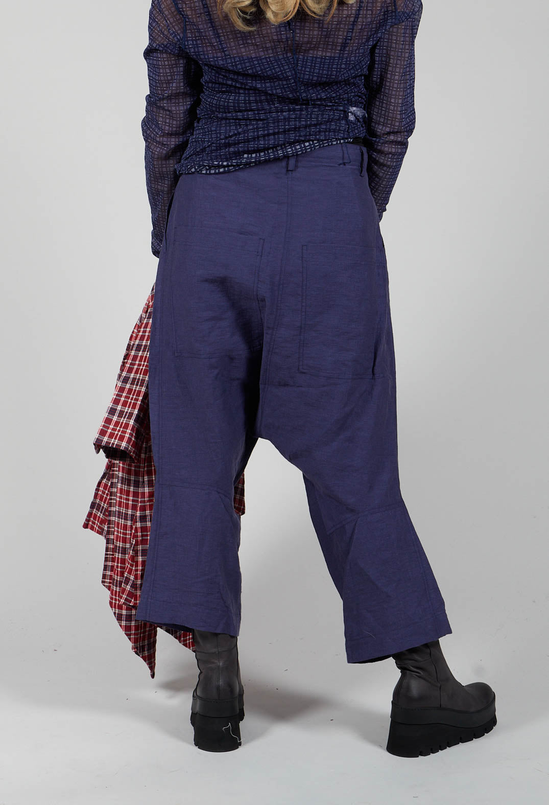 Relaxed Fit Drop Crotch Trousers in Quetsche