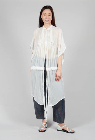 Silk Chiffon Shirt Dress in Off White