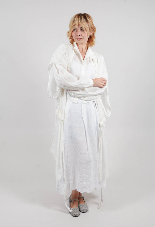 Silk Chiffon Shirt Dress in Off White