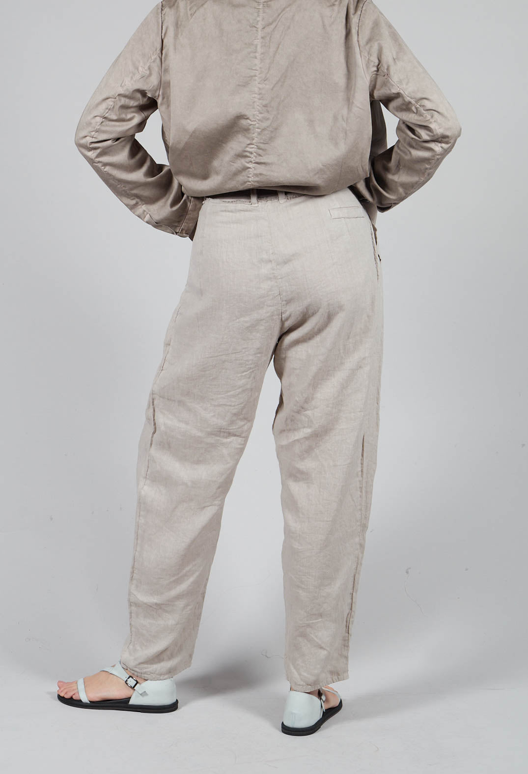 Vintage Look Linen Trousers in Original Beige