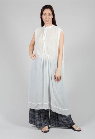 Sleeveless Washed Silk Shirt Dress in Off White