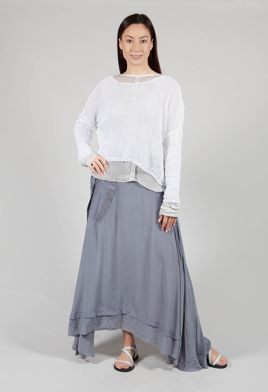 Relaxed Fit Open Weave Jumper in Off White