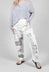 Straight Leg Jeans with Contrasting Patchwork Detail in Off White