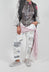 Straight Leg Jeans with Contrasting Patchwork Detail in Off White