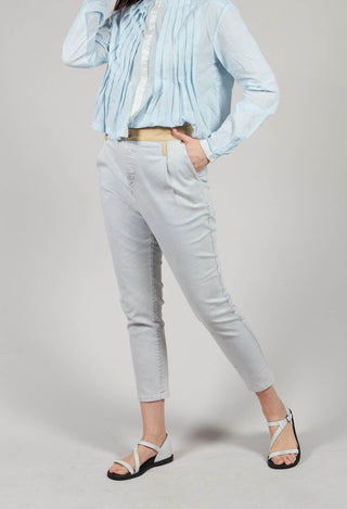 Slim Fit Jeans with Contrasting Waistband in Light Grey