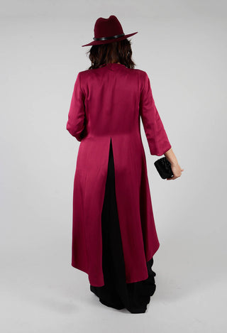 Long Tailed Open Front Coat in Bouganville Pink