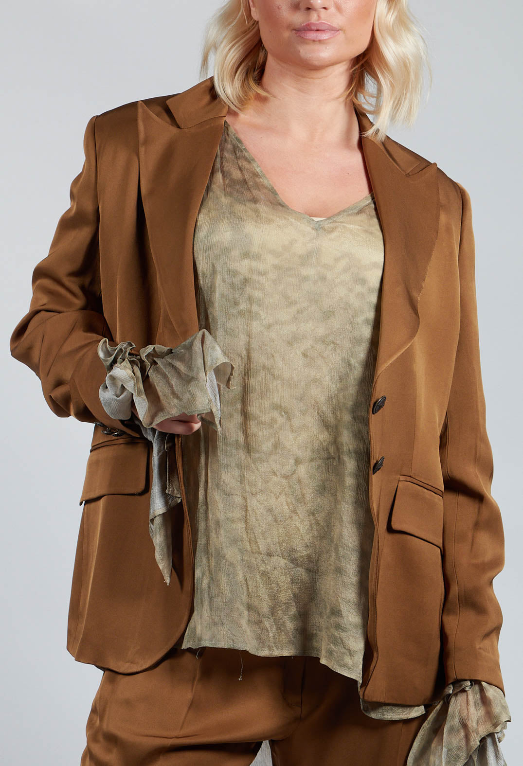Notched Lapel Blazer in Rust