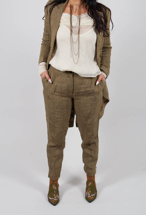 Straight Leg Pleated Trousers in Rock