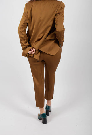 Straight Leg Pleated Trousers in Rust