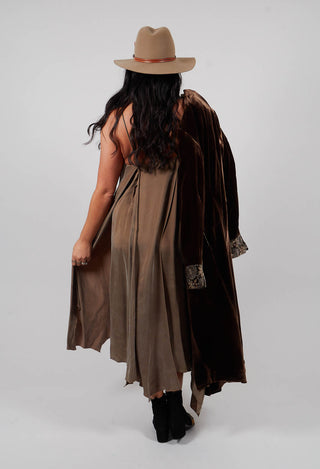 Multilayed Dress with Asymmetric Neckline in Khaki