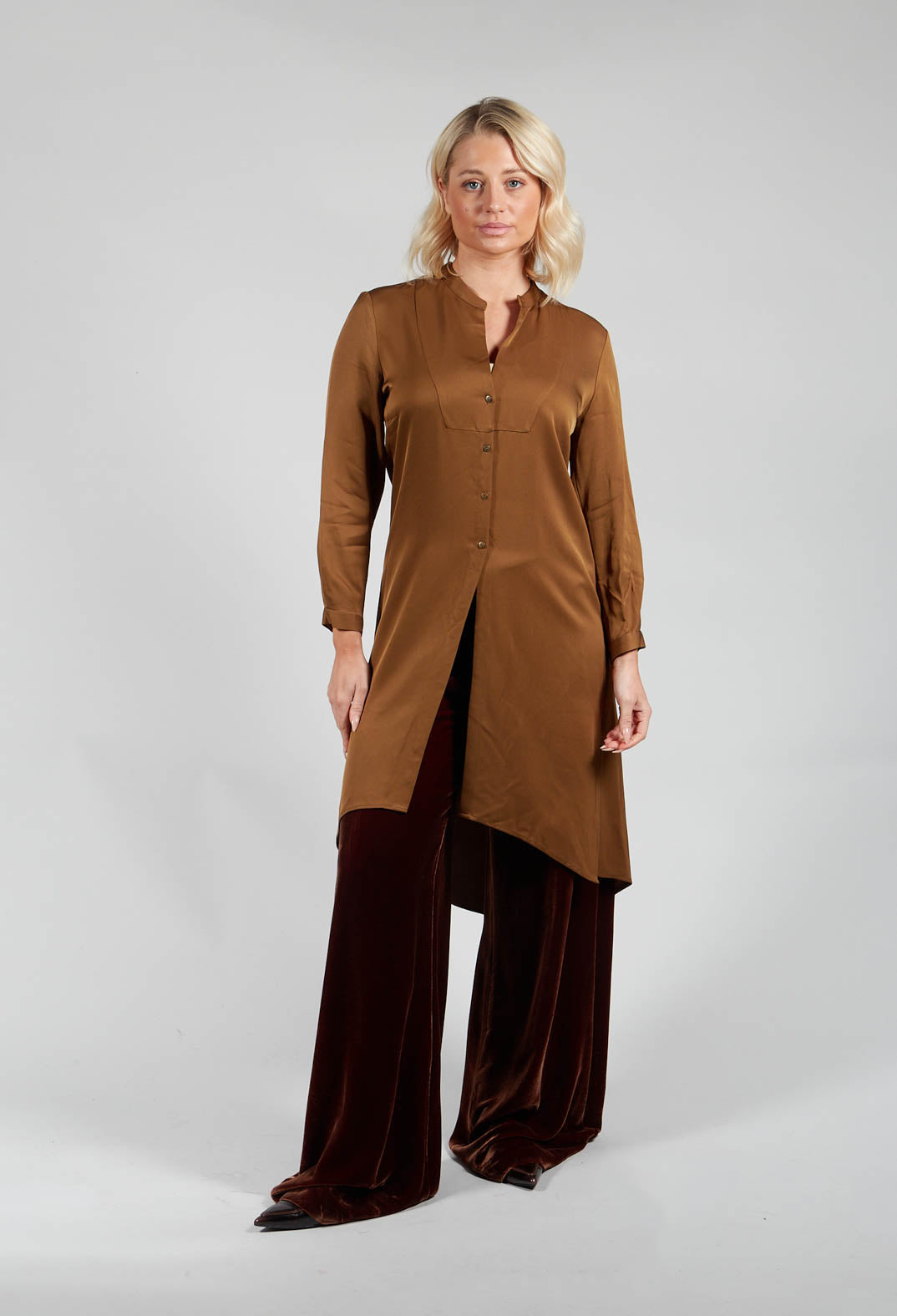 Tunic Shirt Dress in Rust