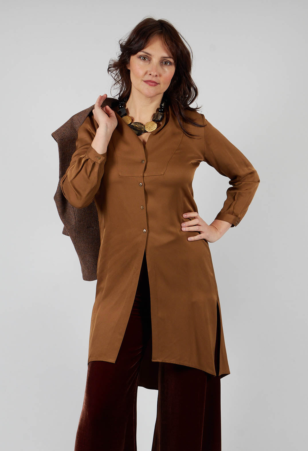 Tunic Shirt Dress in Rust