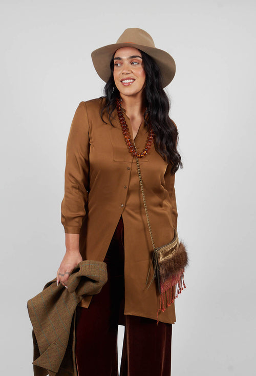 Tunic Shirt Dress in Rust
