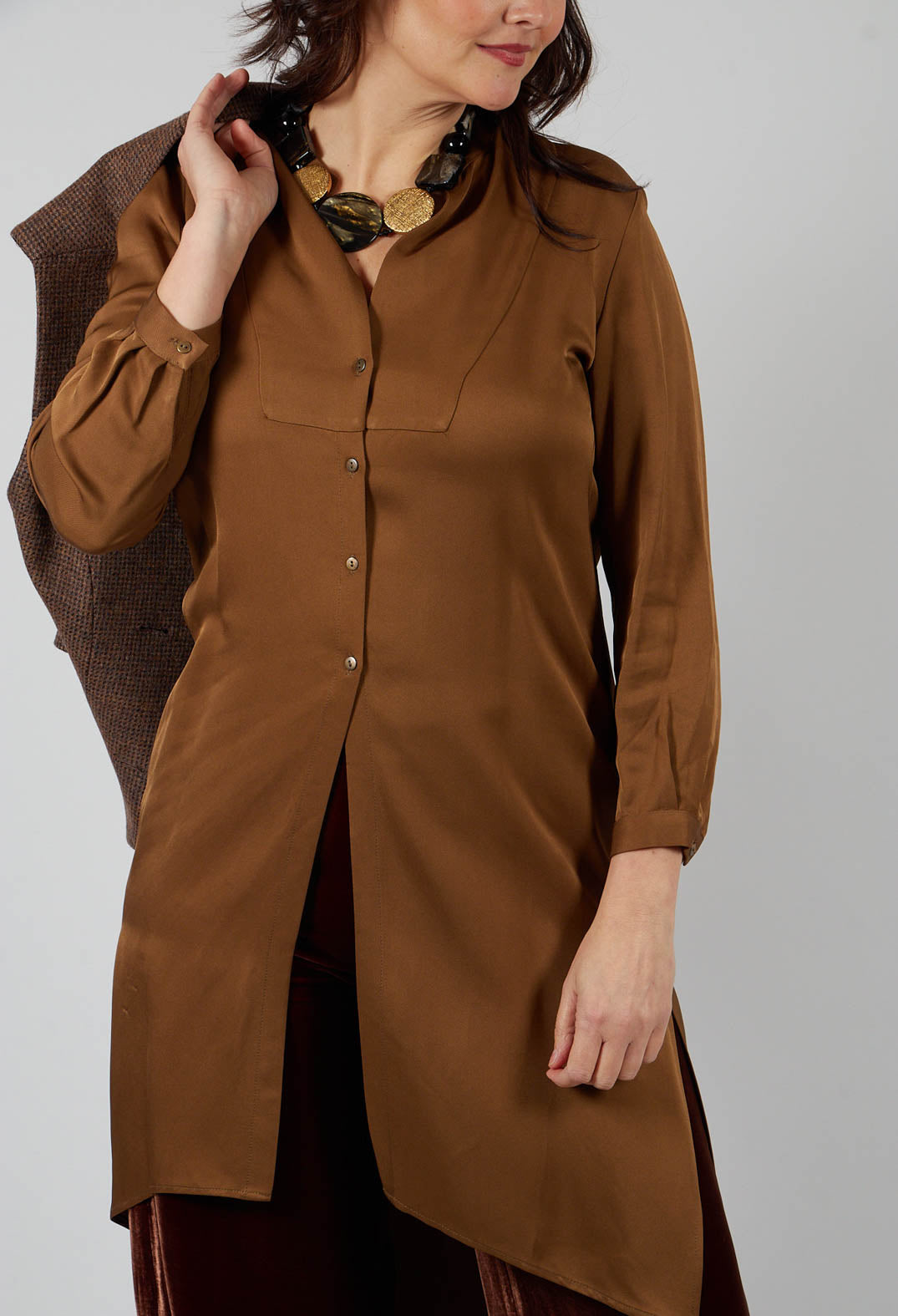 Tunic Shirt Dress in Rust