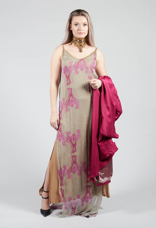 Slip Dress with Sheer Overlay in Arabesque