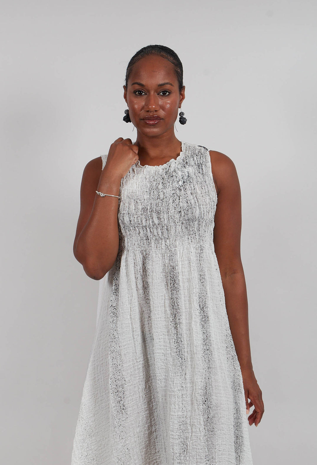 Alyson Dress with Hand Painting in White