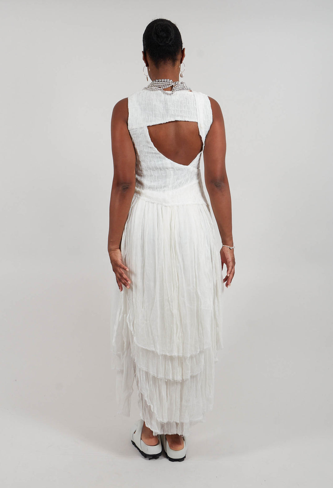 Oriel Dress with Cut Out Detail in White