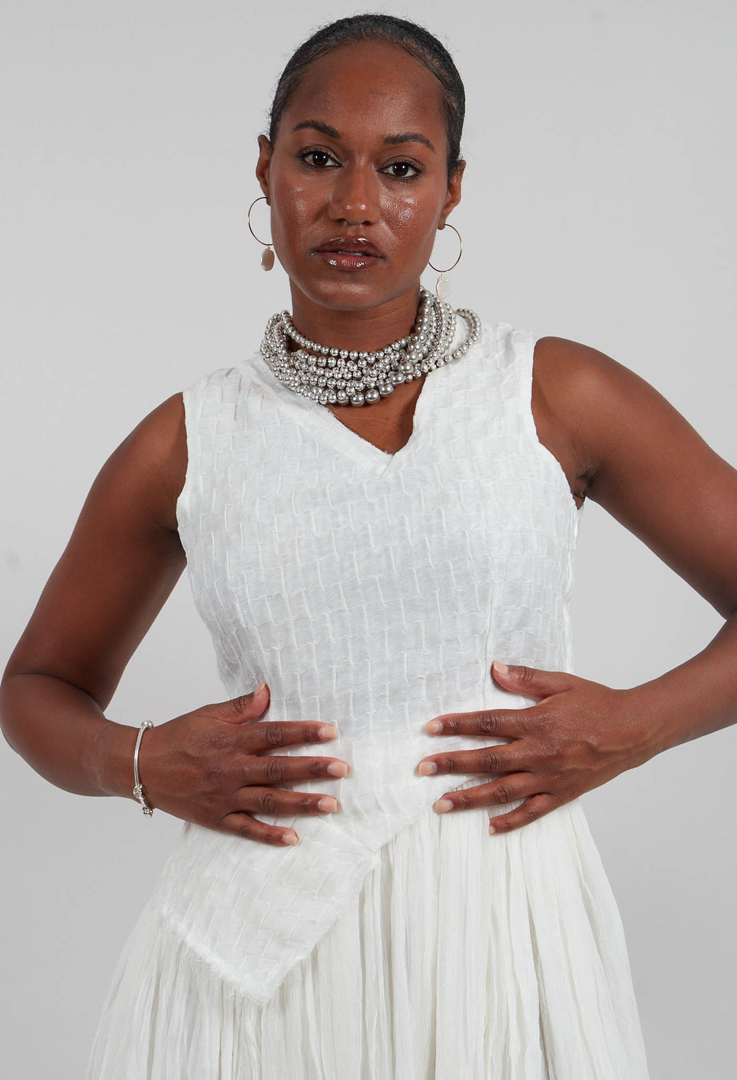 Oriel Dress with Cut Out Detail in White