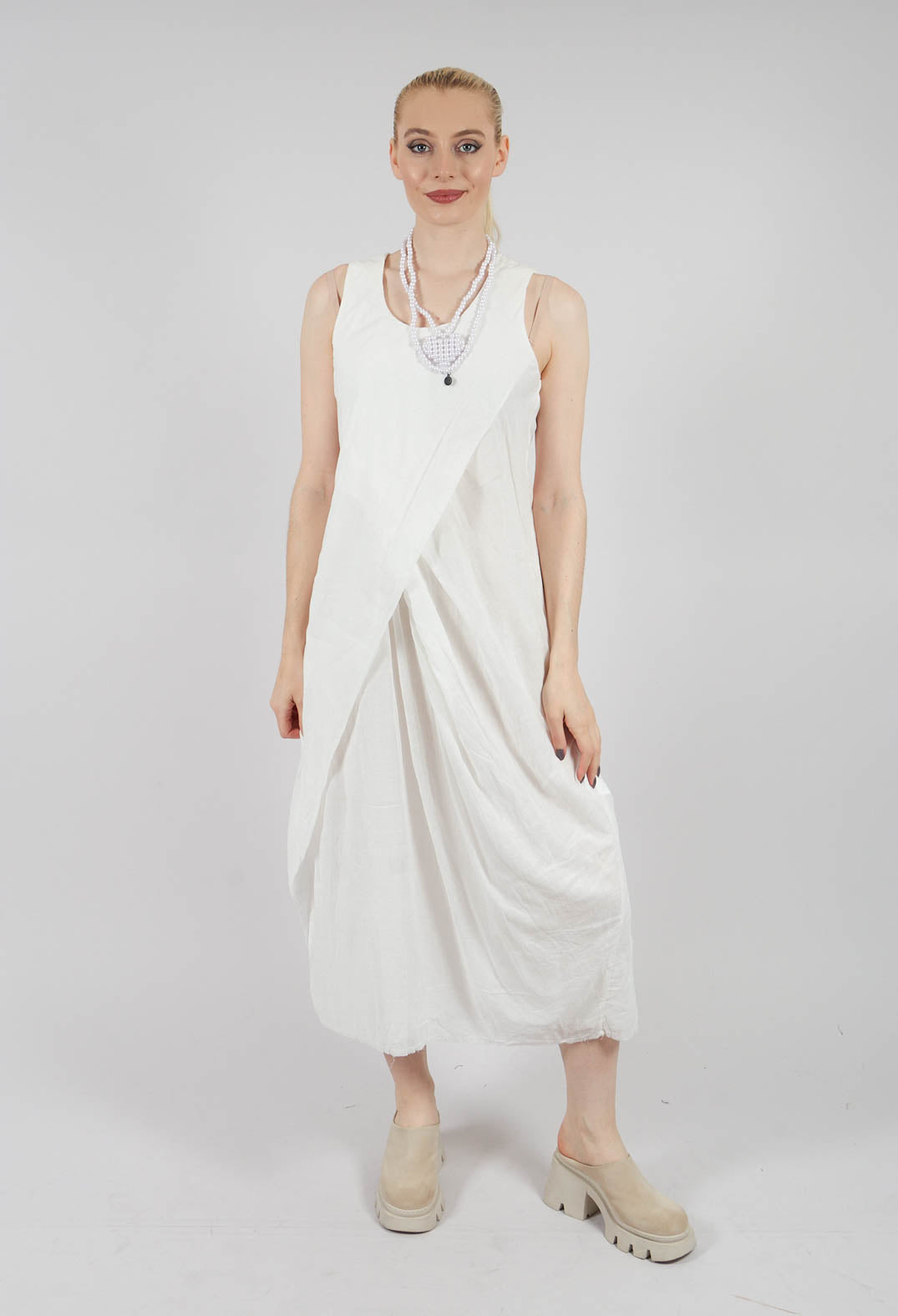 Edith Dress with Overlay in White