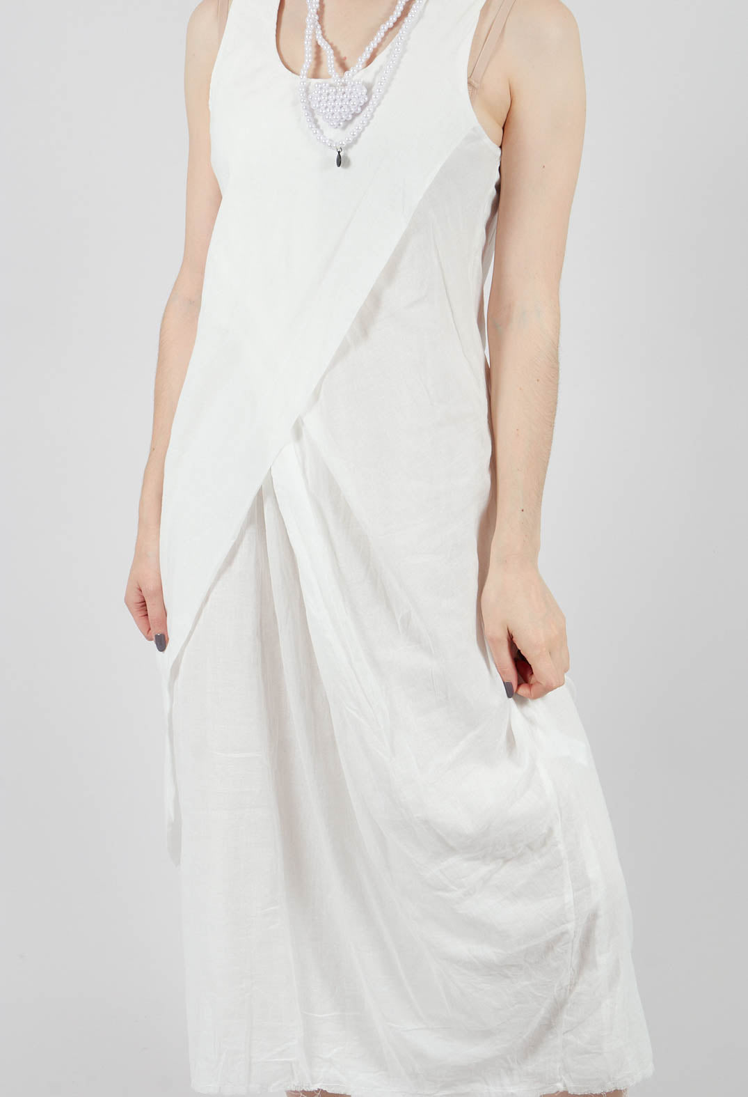 Edith Dress with Overlay in White