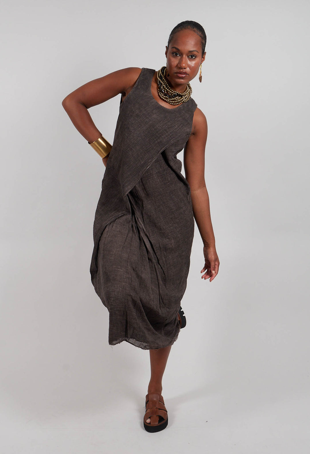 Edith Dress with Overlay in Cacao