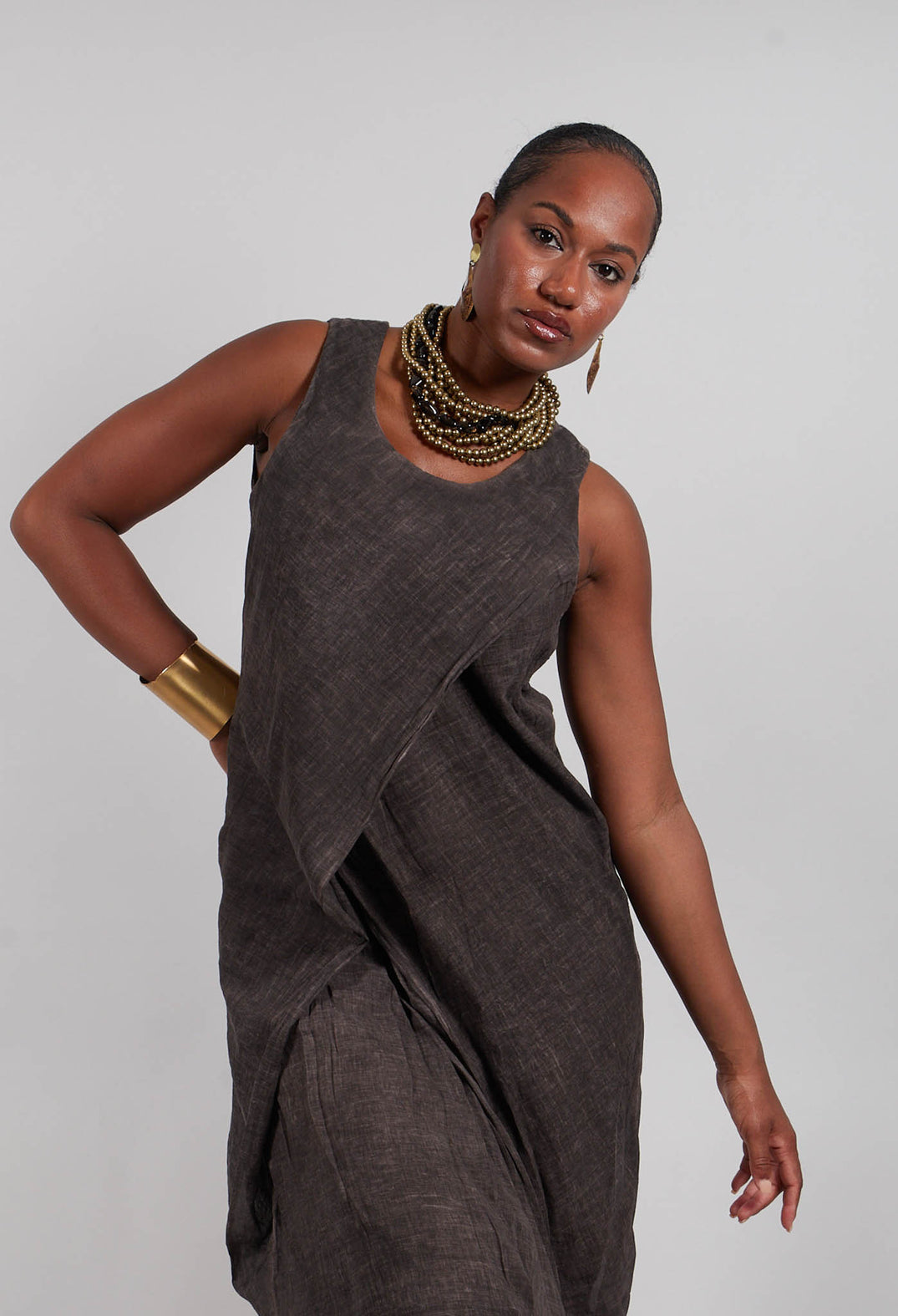 Edith Dress with Overlay in Cacao