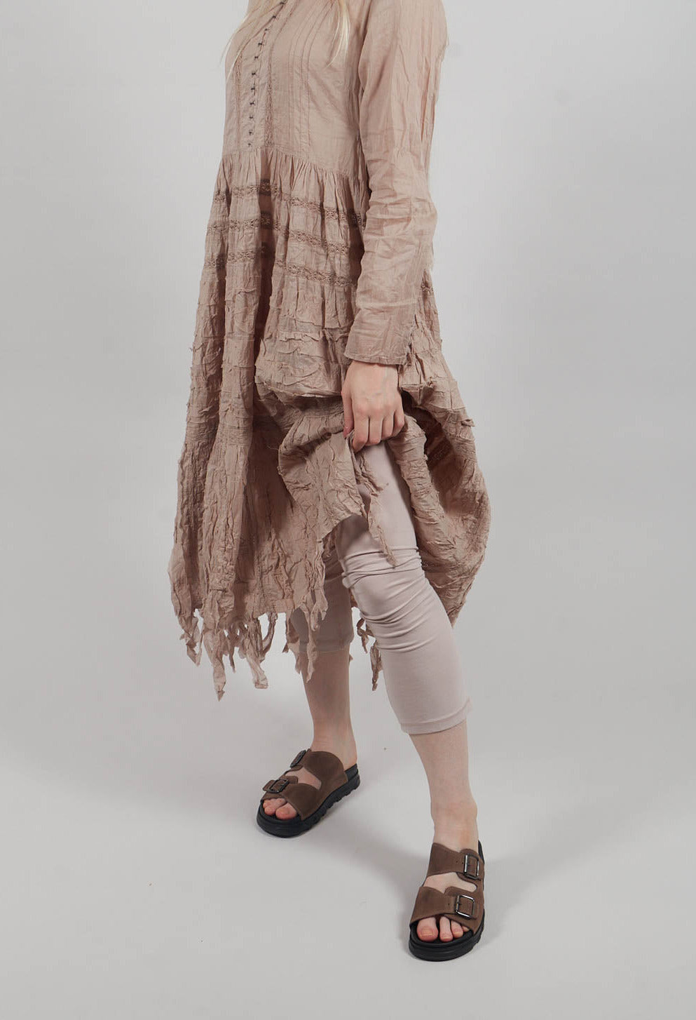 Cropped Leggings with Flare in Dust Pink