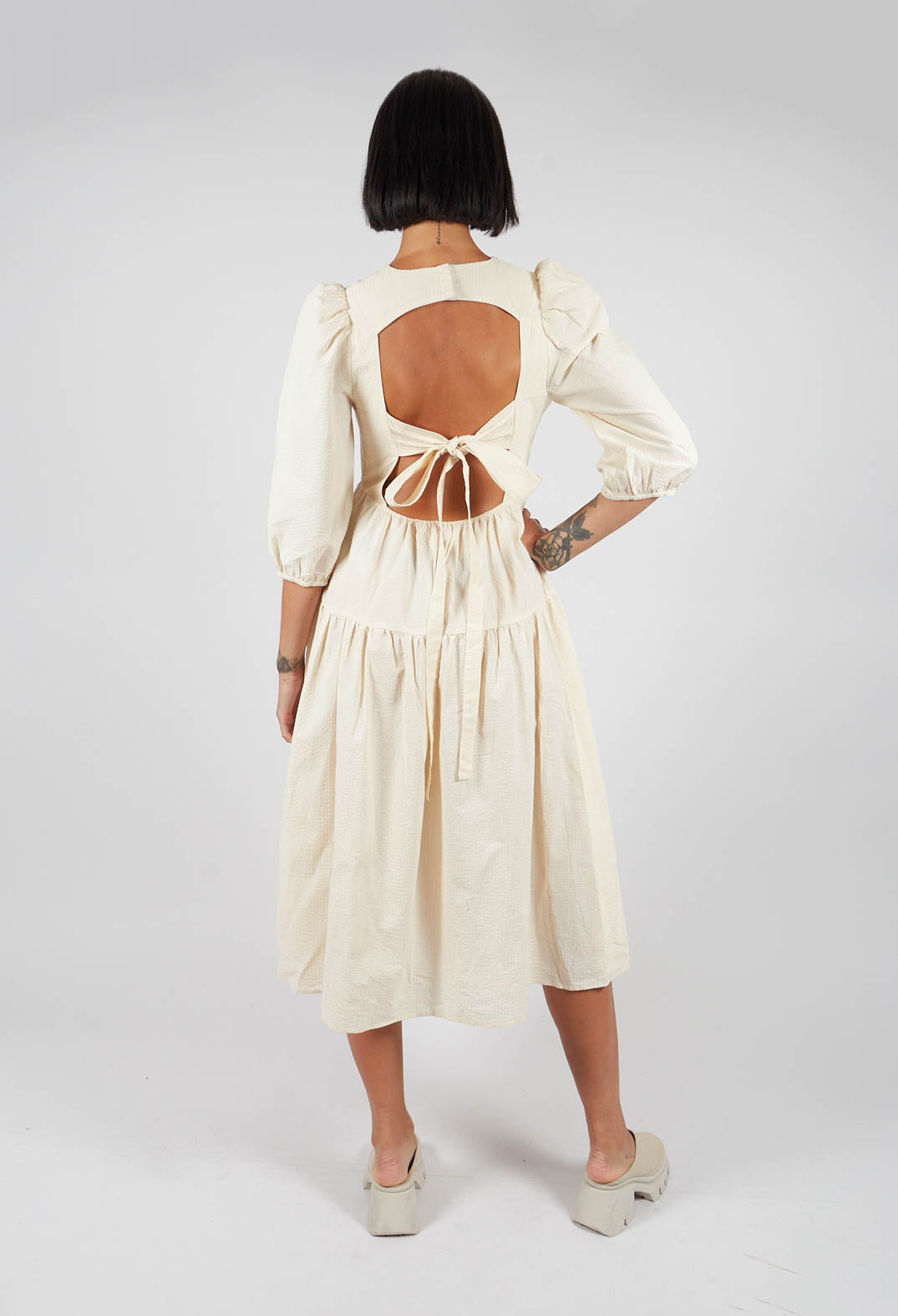 Backless Cream Shift Dress