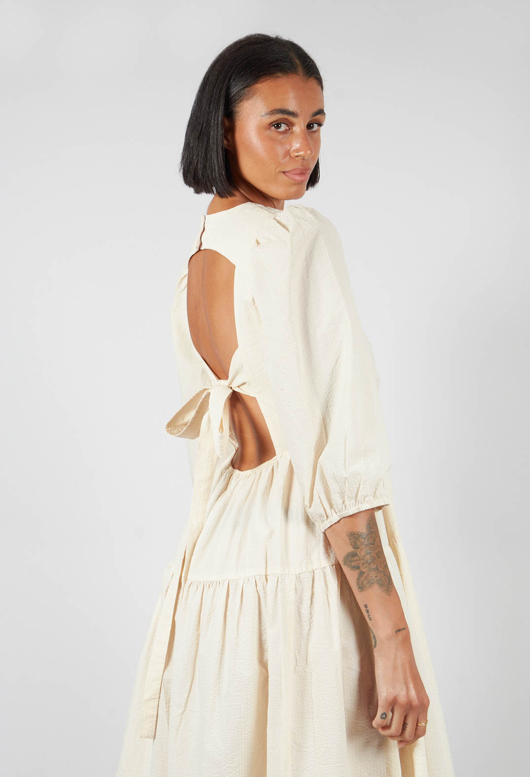 Backless Cream Shift Dress
