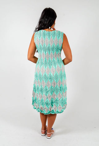 Crinkle Dress with Front Pockets in Aqua Pods