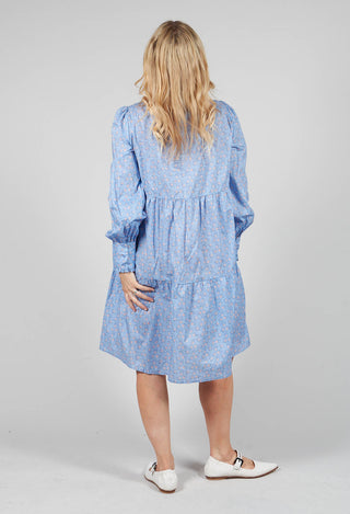 Mini Dress with Balloon Sleeves in Dots Olympic