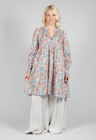 Mini Dress with Balloon Sleeves in Floral Bliss