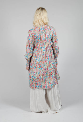 Mini Dress with Balloon Sleeves in Floral Bliss