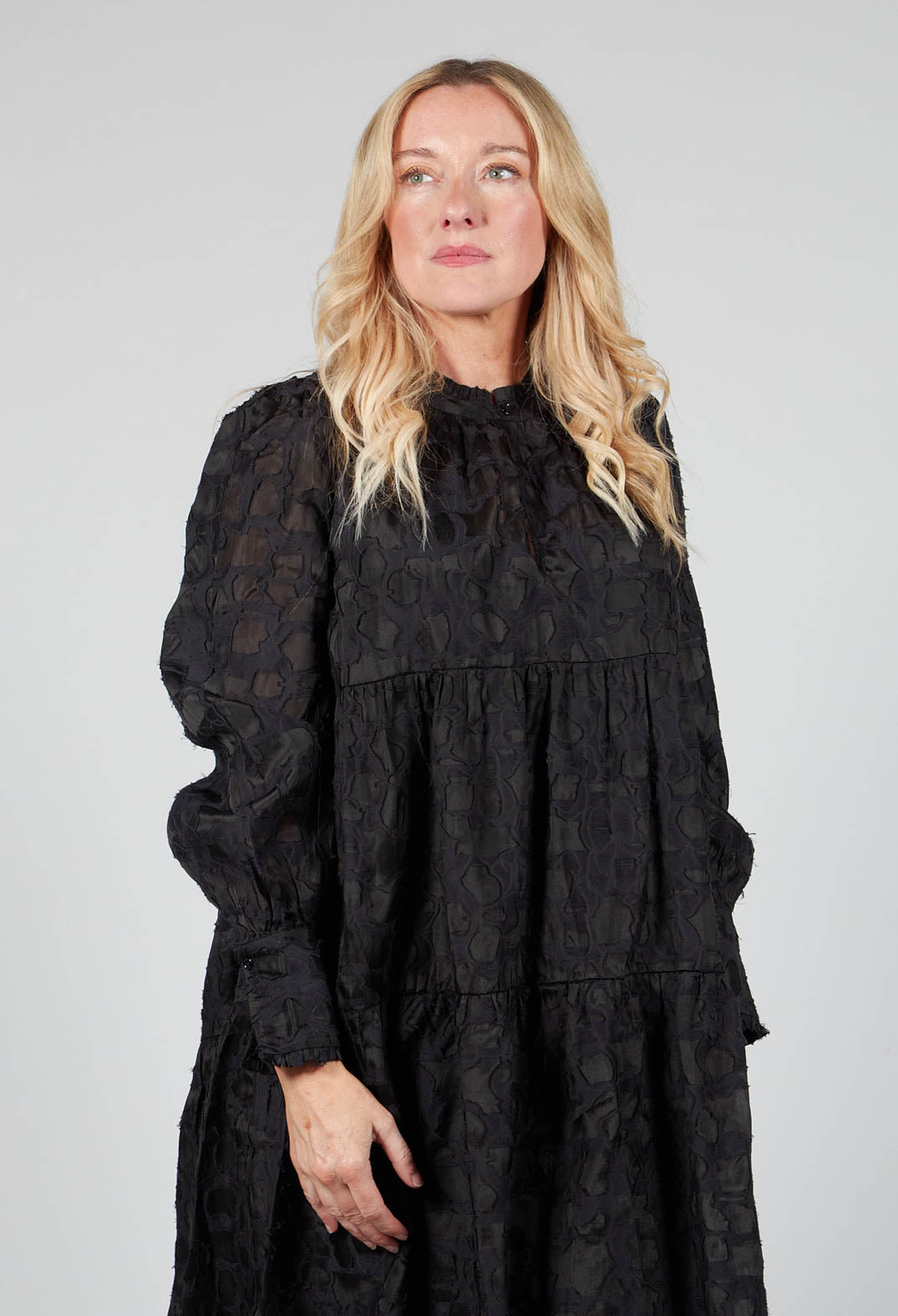 Mini Dress with Balloon Sleeves in Black