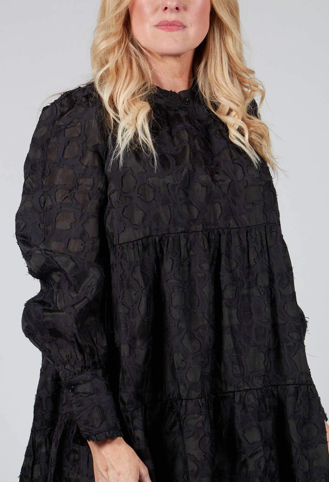 Mini Dress with Balloon Sleeves in Black
