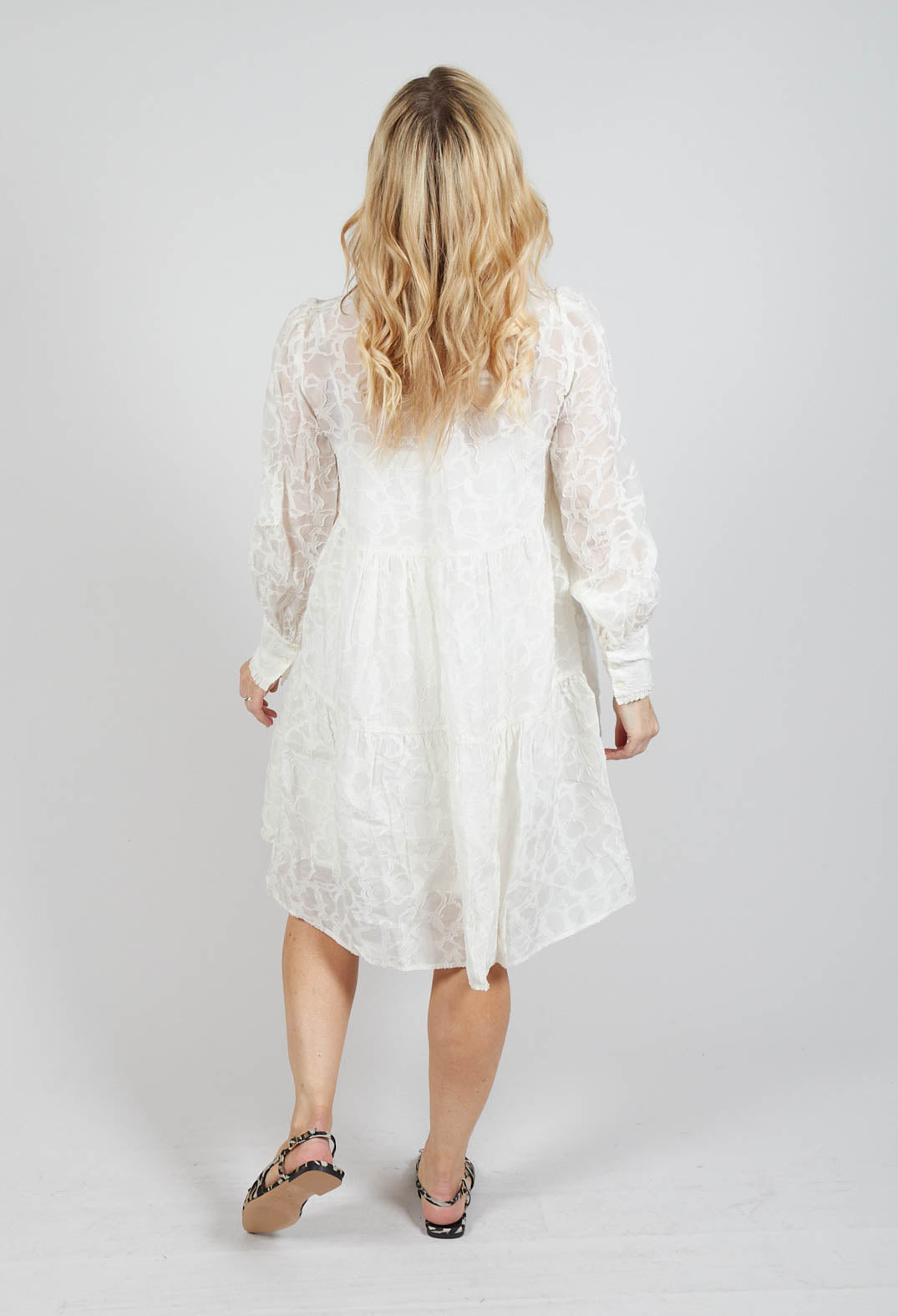 Mini Dress with Balloon Sleeves in White