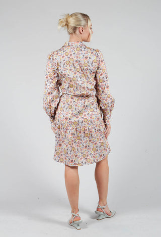 Belted Button Down Shirt Dress in Waterflower Pastel