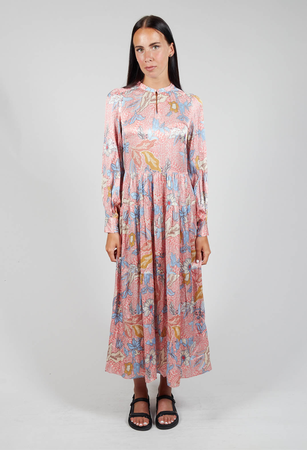 Long Dress with Puffed Sleeves in Native Taffy