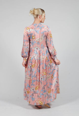 Long Dress with Puffed Sleeves in Native Taffy