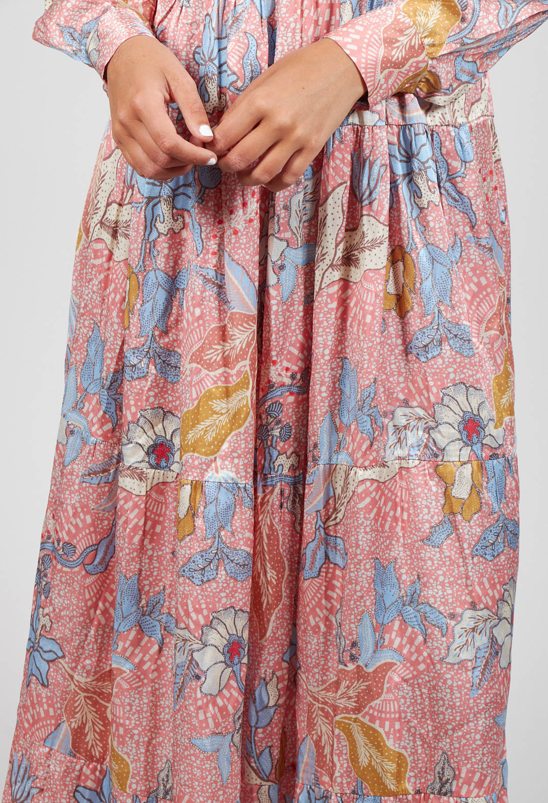 Long Dress with Puffed Sleeves in Native Taffy