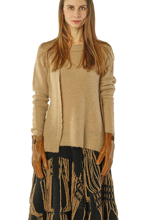 PRE-ORDER - Leather Gloves with Button Strap in Henna (Pictured in Dakar) - 2802002