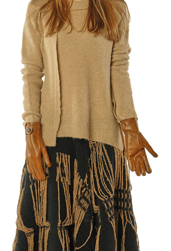 PRE-ORDER - Leather Gloves with Button Strap in Dakar - 2802002
