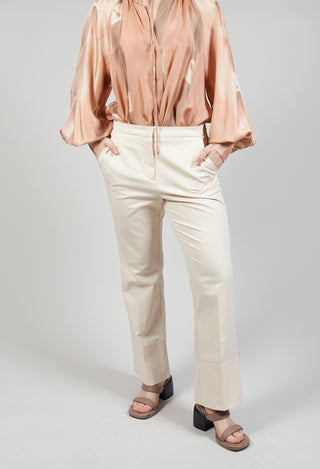 Trousers with Large Turn Up in Cream