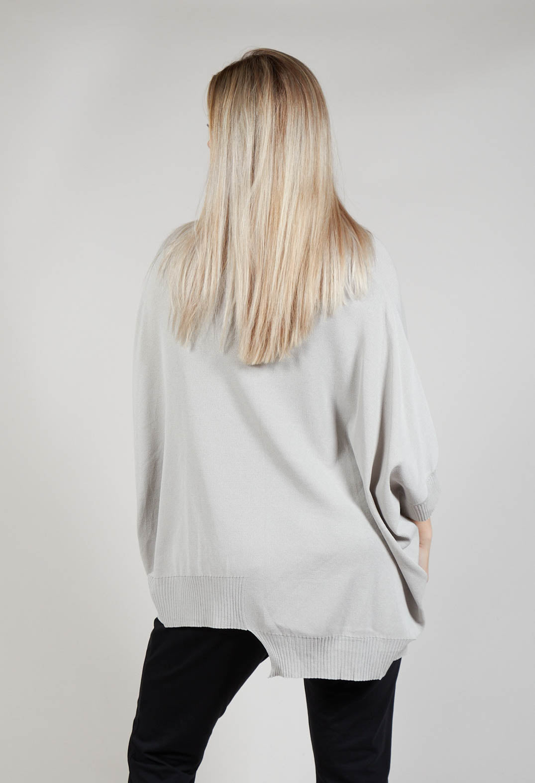 Oversized Sweater with Asymmetric Hem in Silver