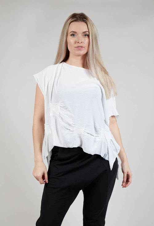 Ruched Sleeveless Sweater in White