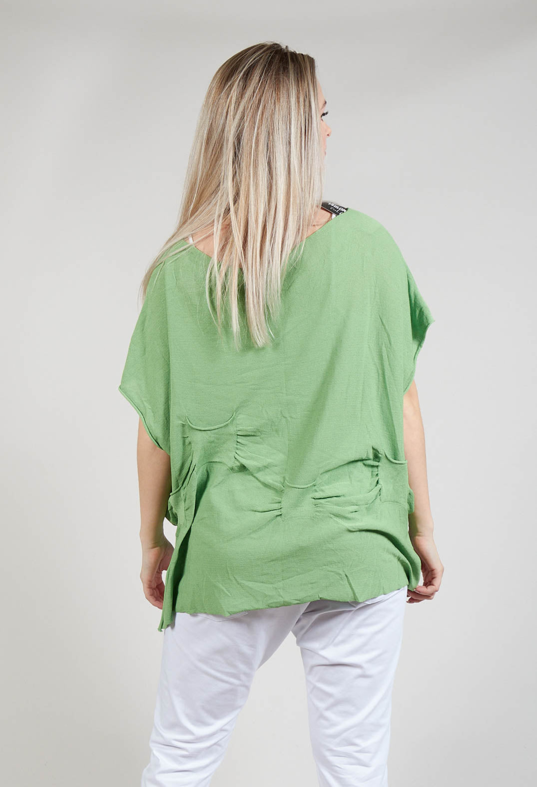 Ruched Sleeveless Sweater in Green