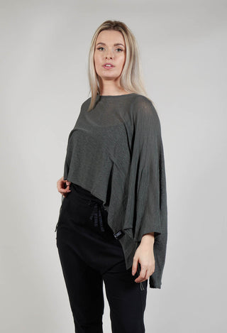 Drawstring Sleeve Poncho in Anthra