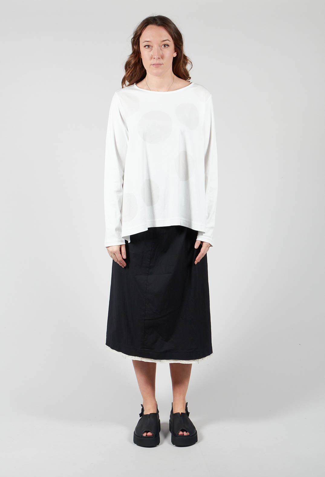 Contrast Raw Hem Skirt Trousers in Black / White