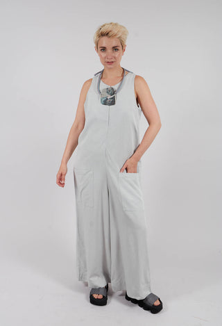 Jumpsuit with Front Zip Fastening in Light Grey